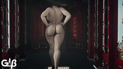 (No sound)Alcina Dimitrescu female solo walking .back [Resident Evil: Village;Porn;Hentai;Big tits;R34;Sex;Blender;соло;секс]